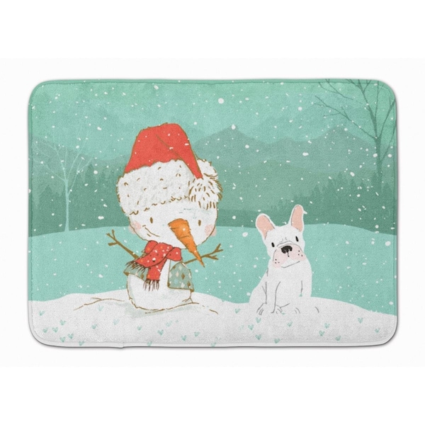 Carolines Treasures White French Bulldog Snowman Christmas Machine Washable Memory Foam Mat CK2088RUG - main
